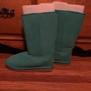 Turquoise Ugg boots.